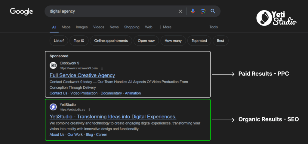 SEO and SEM- Paid results vs organic results