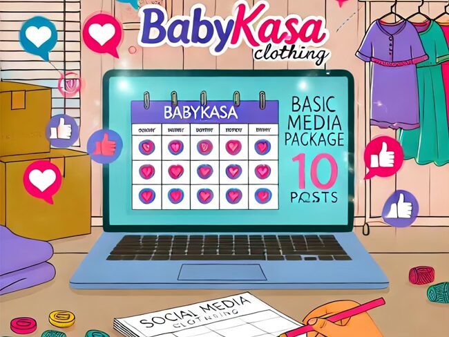 An illustration of BabyKasa Clothing starting their social media journey